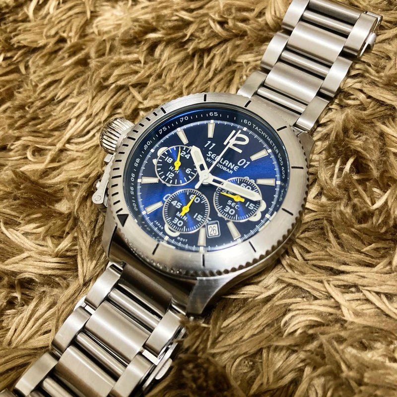 Se47 Chronograph Mens Wristwatch Japanese Quartz Ratchet Buckle