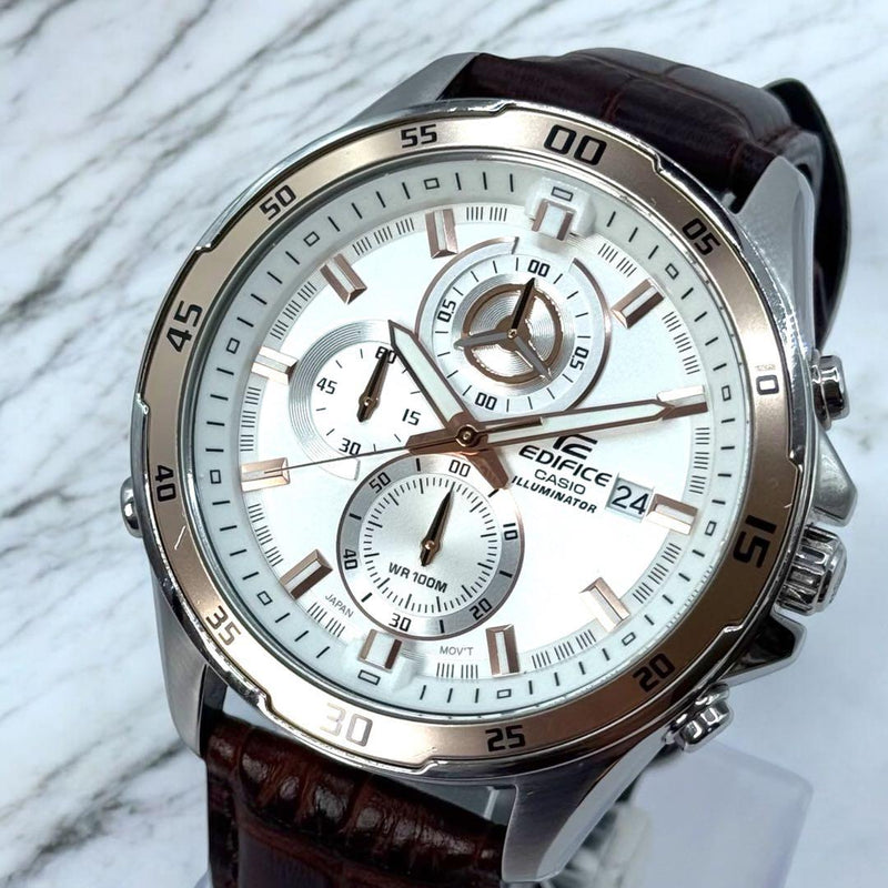 Quartz Chronograph Edifice Mens Wristwatch Japanese Vintage Stainless