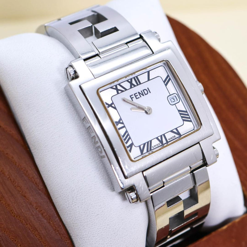 Working  6000g Ff Logo Belt Roman Square Mens Wristwatch Vintage Japanese