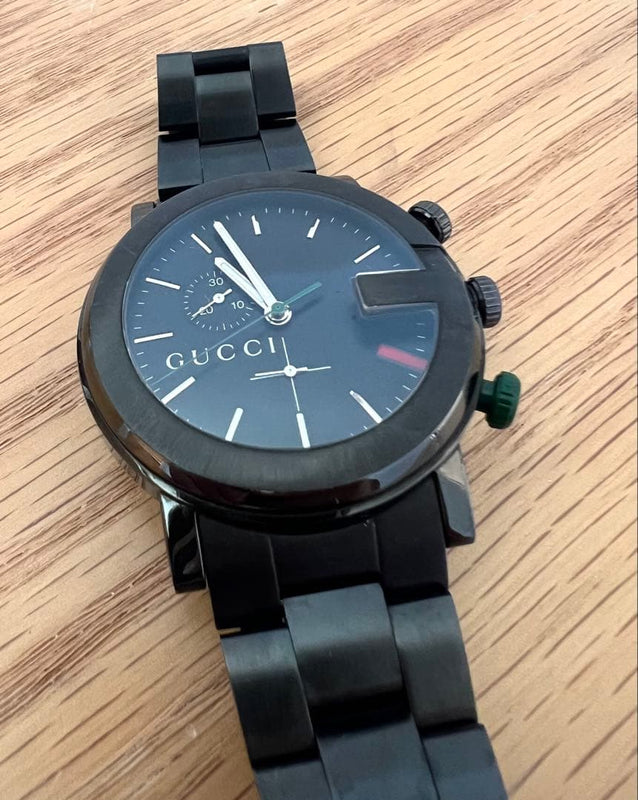 Gucci Black Analog Wristwatch Mens Japanese Vintage Quartz Stainless Steel