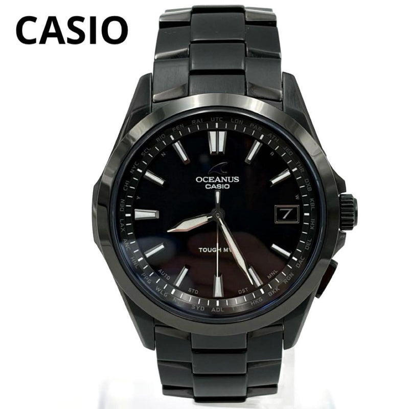 Casio Oceanus Ocw-s100b-1ajf Solar Radio Wave Mens Wristwatch Black Titanium