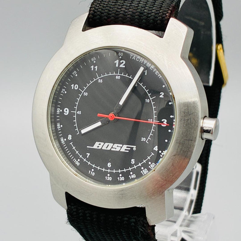 Working Bose Military Watch 38mm Black Red Hand Japanese Quartz Vintage