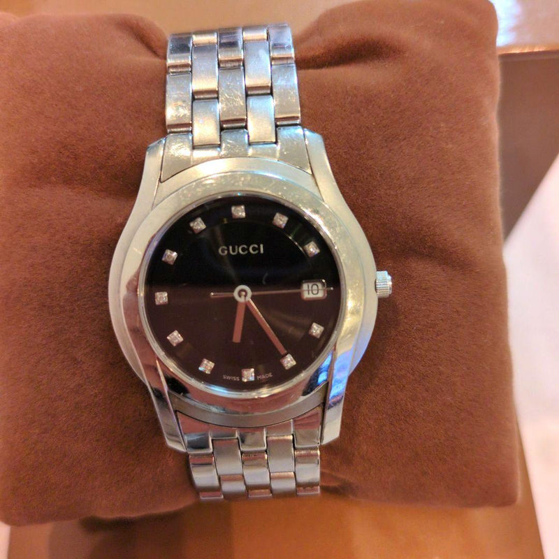 Gucci Diamond Index Ladies Wristwatch Quartz Japanese Vintage Stainless Steel