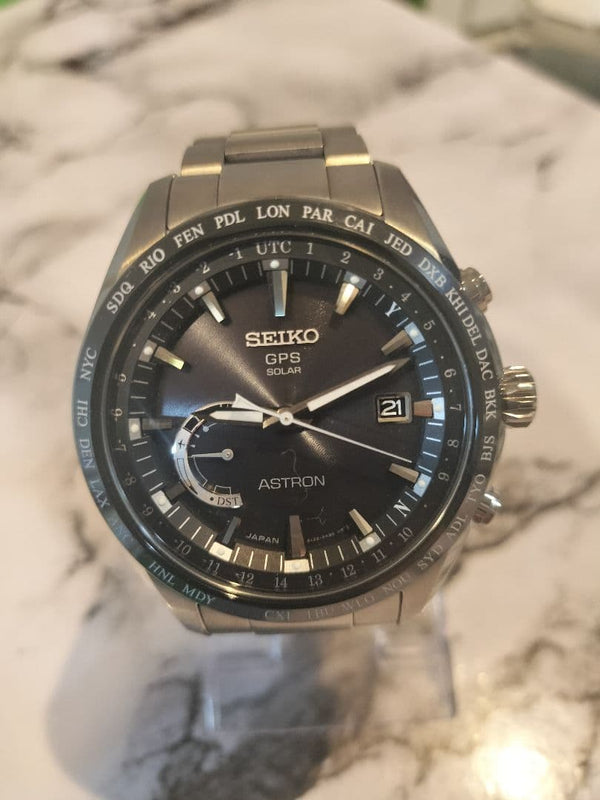 Seiko Astron Gps Solar Wristwatch Mens Japanese Modern Stainless Steel