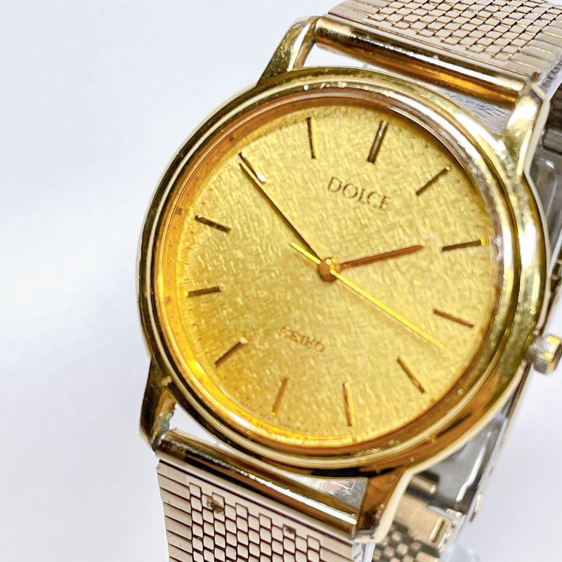 Seiko Dolce 5s21-6011 Gold Plated Quartz Mens Wristwatch Vintage Japanese 1994