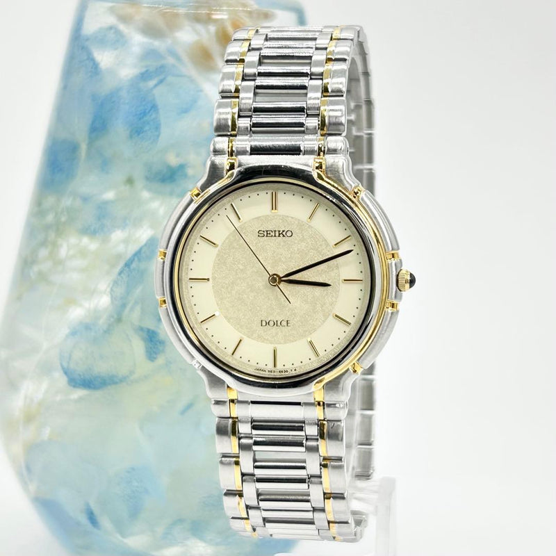 Seiko Dolce Quartz Mens Wristwatch Japanese Vintage 1990s Stainless Steel