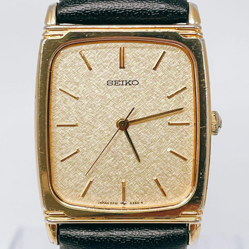Seiko Chariot Tank 5p31-5170 Vintage Japanese Quartz Mens Wristwatch Gold Tone