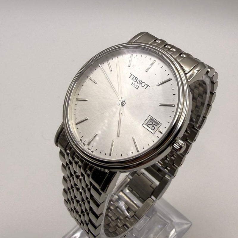 Working Battery Tissot Round Dress Mens Wristwatch Silver Japanese Vintage
