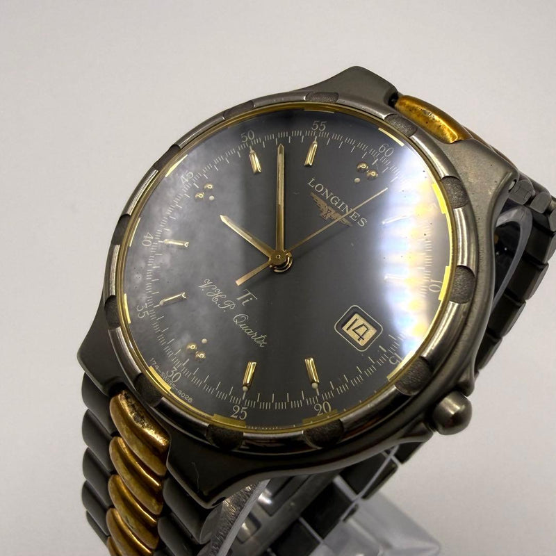 Working Battery Longines Conquest Titanium Mens Wristwatch Japanese Vintage