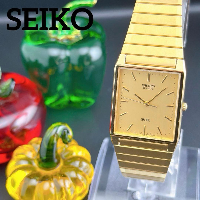 Sx Tank Square Quartz Mens Wristwatch Japanese Vintage Retro Stainless