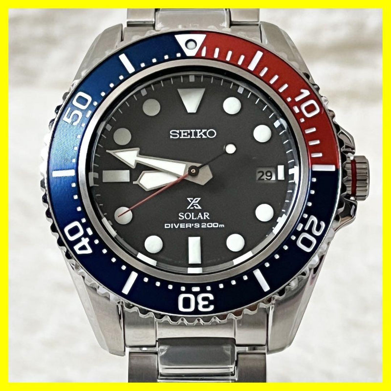 Working Seiko Prospex Diver Scuba Solar Pepsi Mens Wristwatch Japanese Vintage