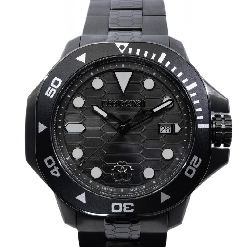 Roberto Cavalli Quartz Mens Wristwatch Rv1g104m0081 Black Snake Pattern