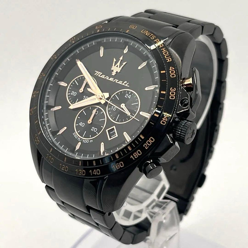 Maserati Traguardo Chronograph Black Dial Mens Wristwatch Japanese Quartz