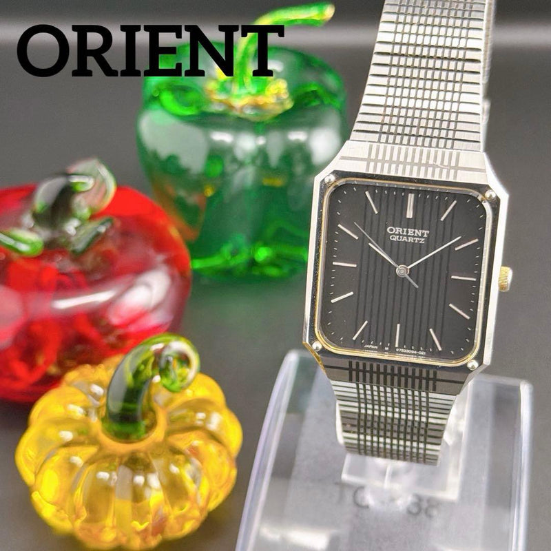 Old  Tank Black Quartz Mens Wristwatch Japanese Vintage Stainless Steel