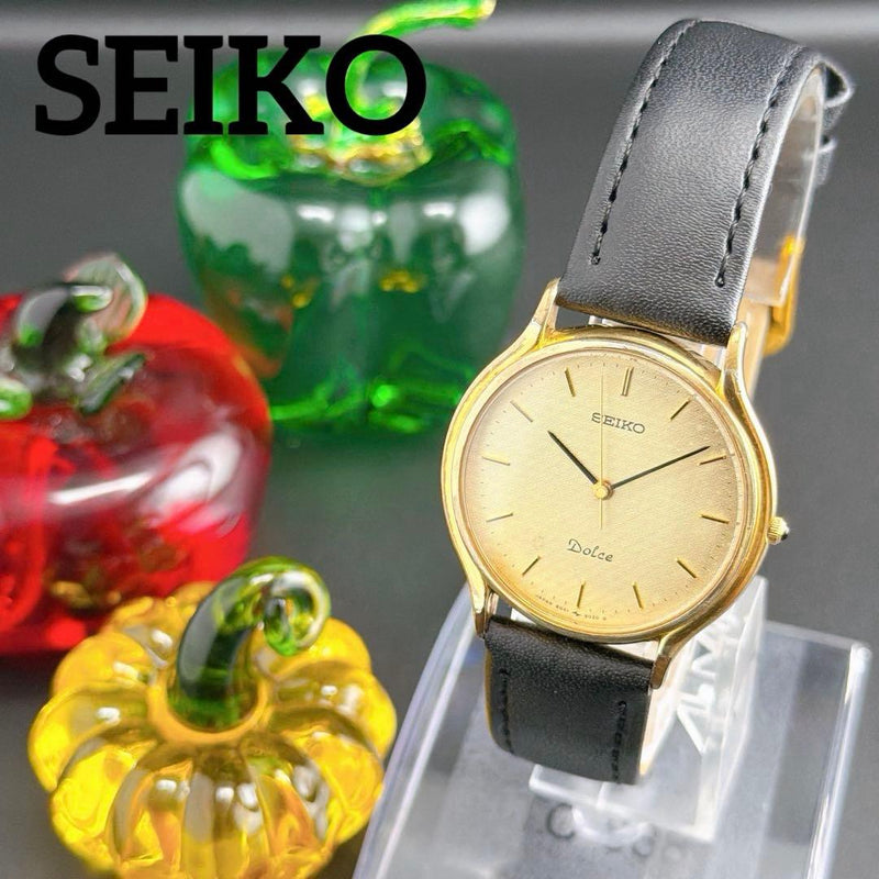 Old  Dolce Gold Quartz Mens Wristwatch Japanese Vintage Classic Dress