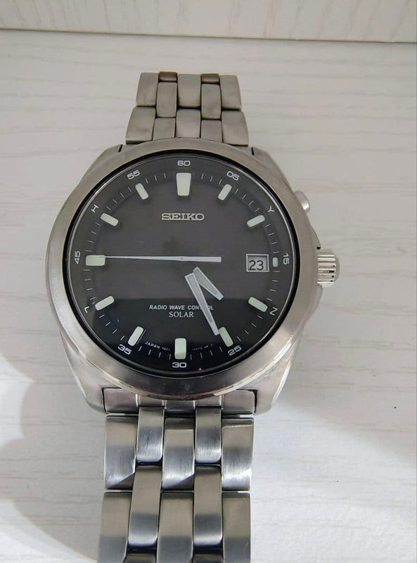 Seiko Sbfv001 7b22-0al0 Radio Solar Titanium Mens Wristwatch Japanese Collector