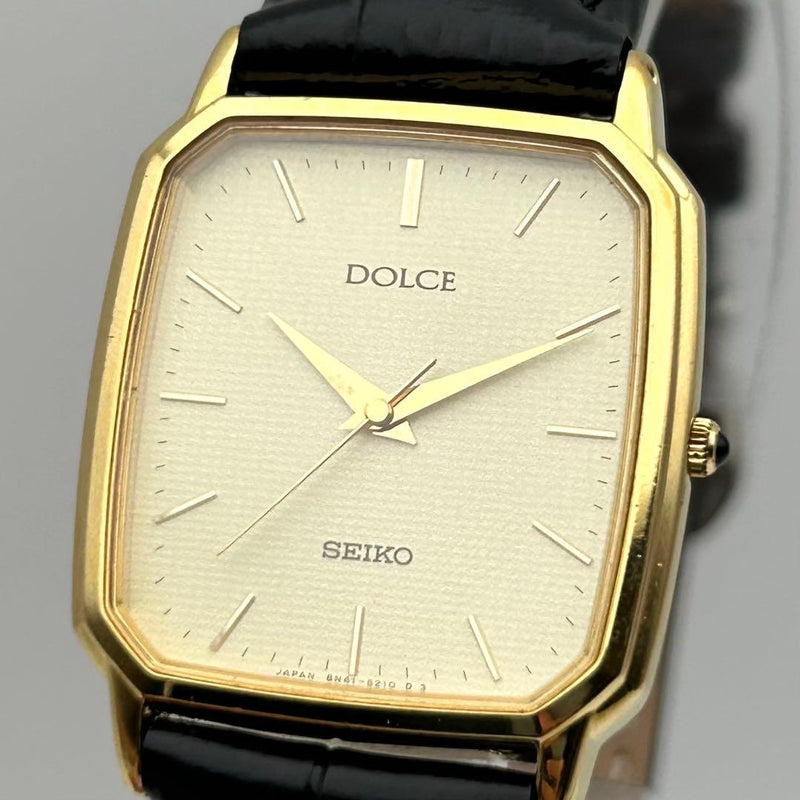 Working Seiko Dolce 8n41-5160 Rectangular Square Mens Quartz Wristwatch