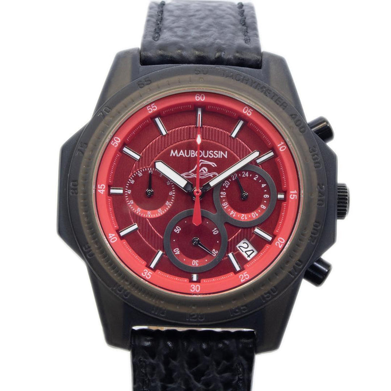 Mauboussin The Swimmer Mens Quartz Chronograph Wristwatch Red Dial Japanese