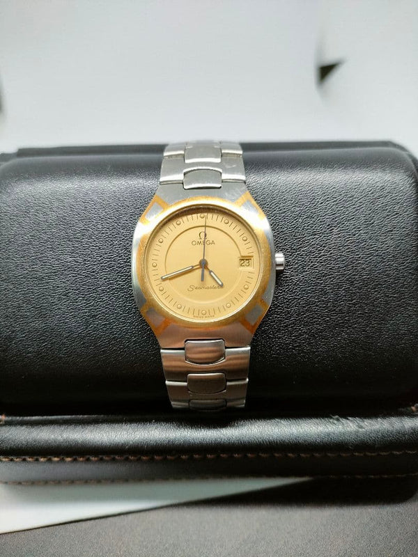 Omega Polaris Quartz Boys Size Wristwatch Japanese Vintage Stainless Steel