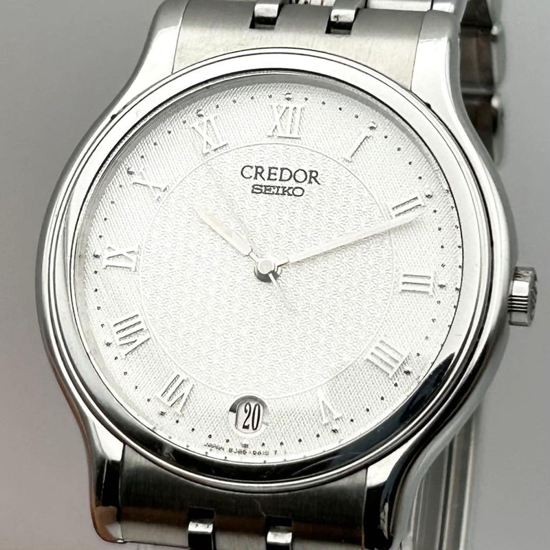 Mens Japanese Pattern Dial Working Seiko Credor 8j86-6a00 Vintage Quartz