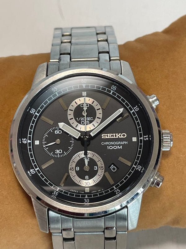 Chronograph Wristwatch 7t92-0lt0 Japanese Quartz Mens Vintage Stainless