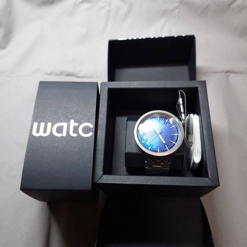 Swatch Indigo Hour Mens Wristwatch Japanese Quartz Vintage Collectible Blue