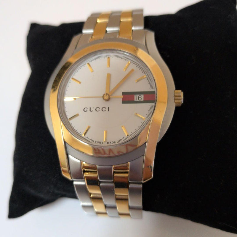 Gucci Quartz Wristwatch White Dial Ladies Vintage Japanese Analog Stainless