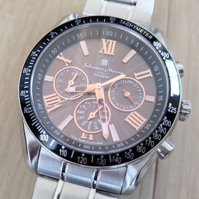 Salvatore Mann Solar Radio Chronograph Mens Wristwatch Japanese Stainless Steel