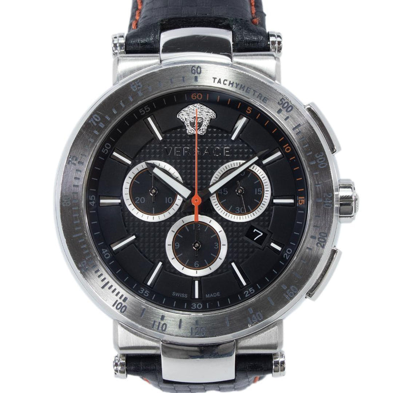 Versace Mystique Sport Mens Wristwatch Black Chronograph Logo Quartz Japanese