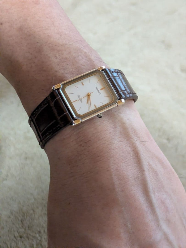 Seiko Dolce Tank Mens Wristwatch Vintage Japanese Quartz Two-tone 7741-5050