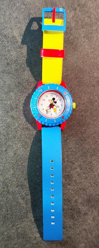 Working Disney Toontown City Hall Mickey Mouse Wristwatch Japanese Vintage