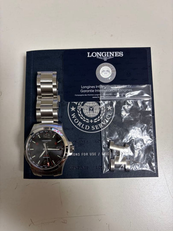 Longines Conquest Vhp Gmt Mens Wristwatch Swiss Quartz Stainless Steel