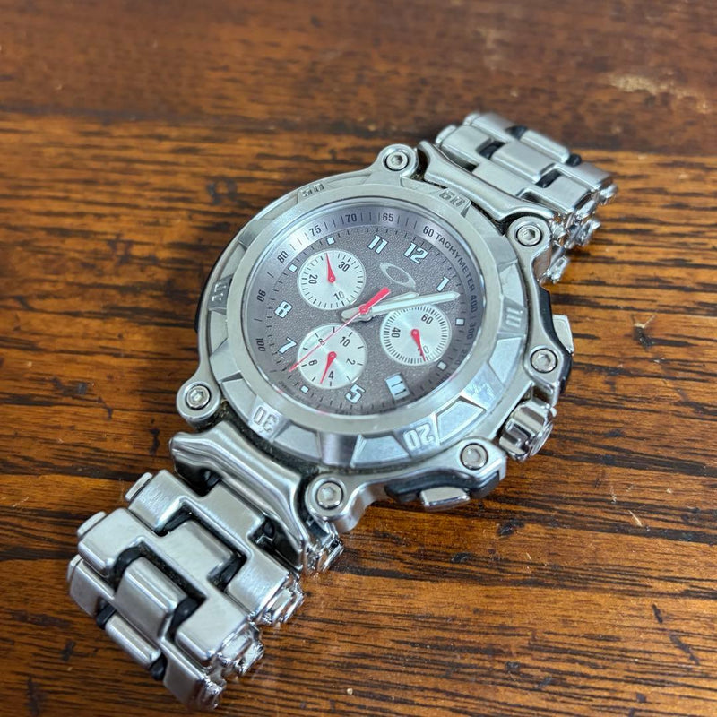 Oakley Crankcase Chronograph Mens Wristwatch Japanese Vintage Quartz Stainless