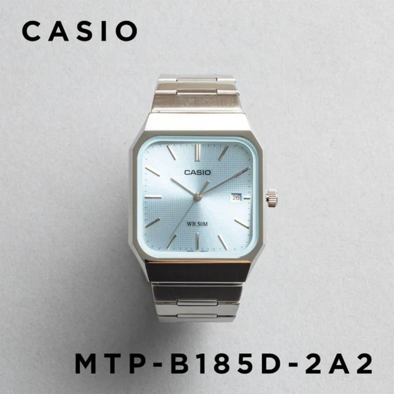 Casio Mtp-b185d-2a2 Ice Blue Quartz Mens Wristwatch Japanese Stainless Steel
