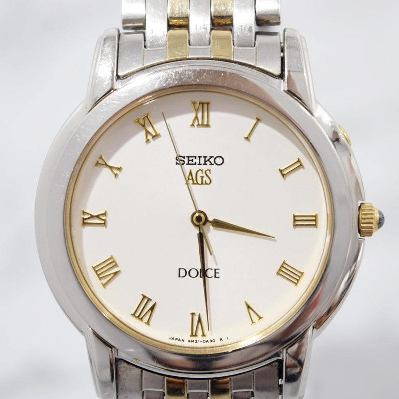 1995 Seiko Dolce Ags Mens Wristwatch Japanese Vintage Kinetic Watch Collector