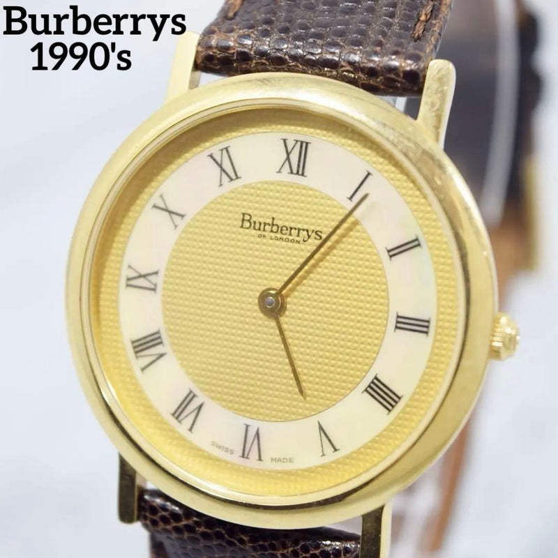 Burberrys 1990s Unisex Wristwatch Mother Of Pearl Dial Vintage Japanese Quartz