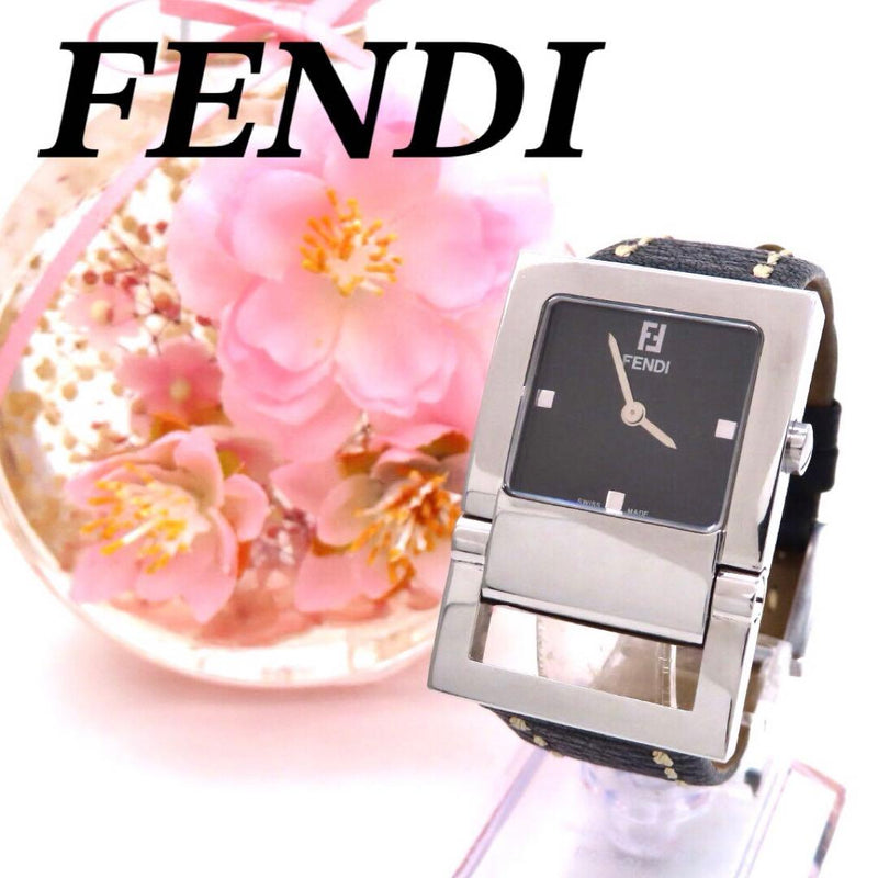 Fendi 5200g Mens Wristwatch Black Dial Vintage Japanese Quartz Stainless Steel