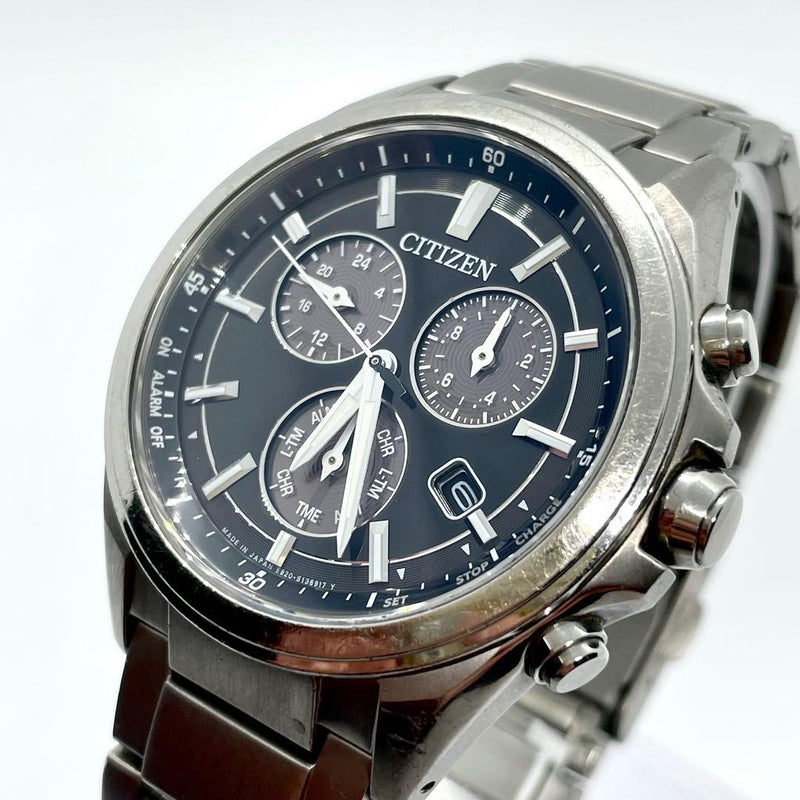 Working Citizen Attesa Chronograph Eco-drive Titanium Radio Solar Mens Watch