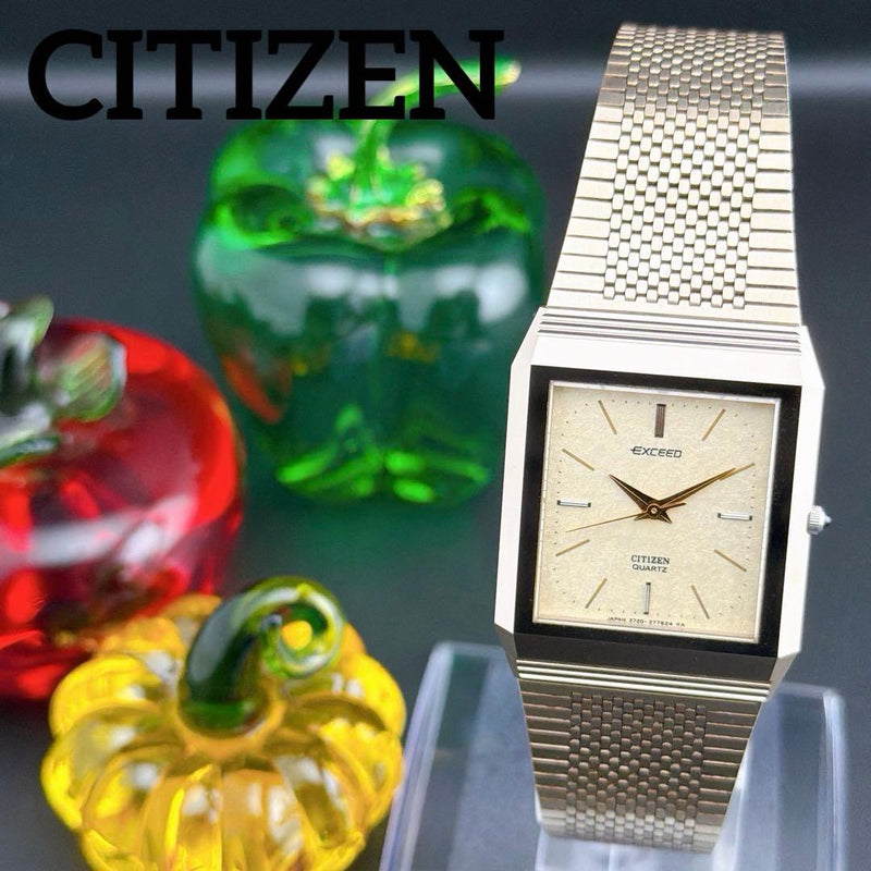Citizen Exceed Tank Square Quartz Mens Wristwatch Japanese Vintage Stainless