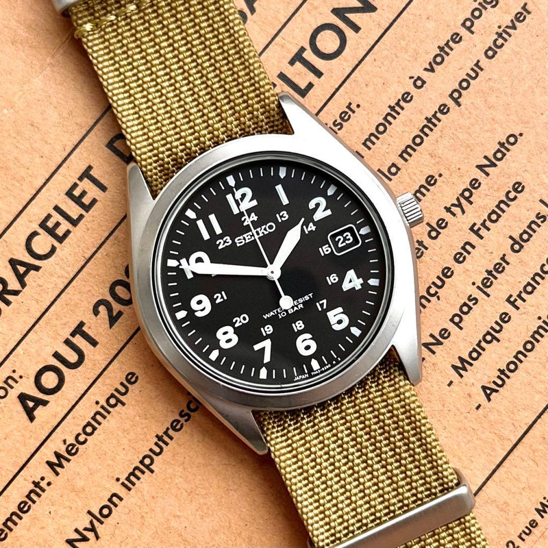 Seiko 7n42-8260 Sbca001 Military Watch Japanese Quartz Stainless Steel Army