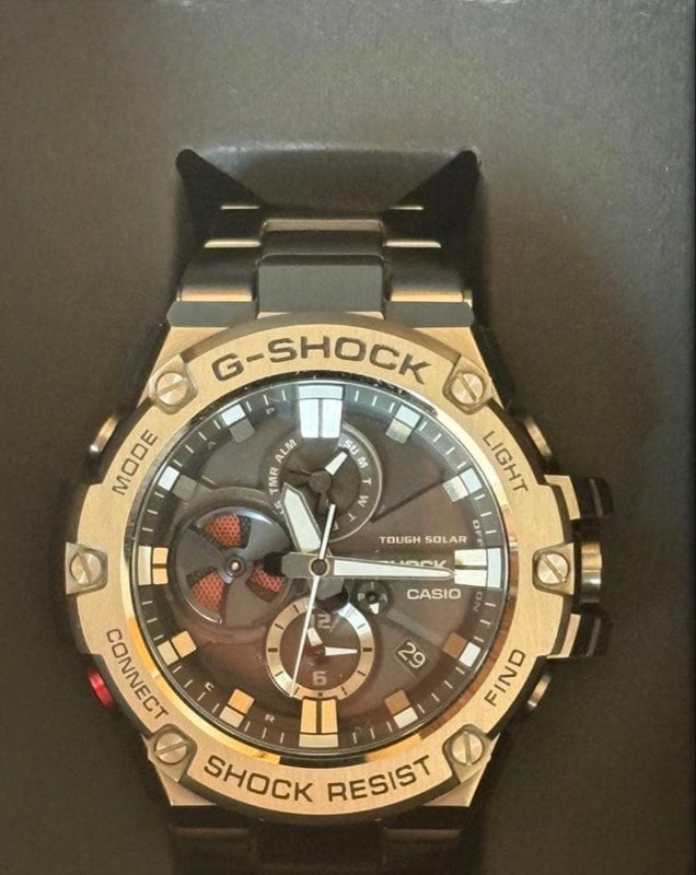 2pcs G-shock Gst-b100d Bluetooth Solar Mens Wristwatch Japanese Stainless Steel