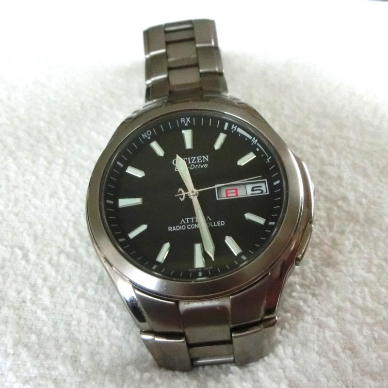 Working Citizen Attesa Eco-drive Radio Atd53-2792 Titanium Mens Wristwatch