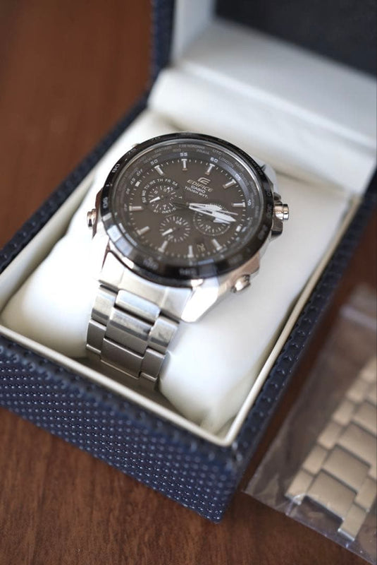 Casio Edifice 5263p Ja Solar Radio Wave Wristwatch Black Dial Mens Japanese
