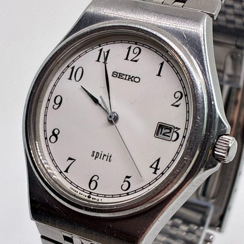 Working Seiko Spirit Mens Wristwatch Date Quartz Japanese Vintage Stainless