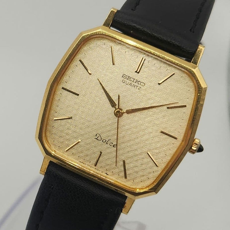 Seiko Dolce Decagon Gold Quartz Mens Wristwatch Japanese Vintage Stainless