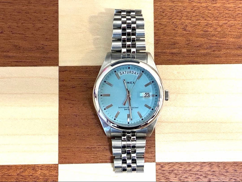 Timex Tw2v68400 Turquoise Tiffany Blue Quartz Wristwatch Japanese Modern Analog