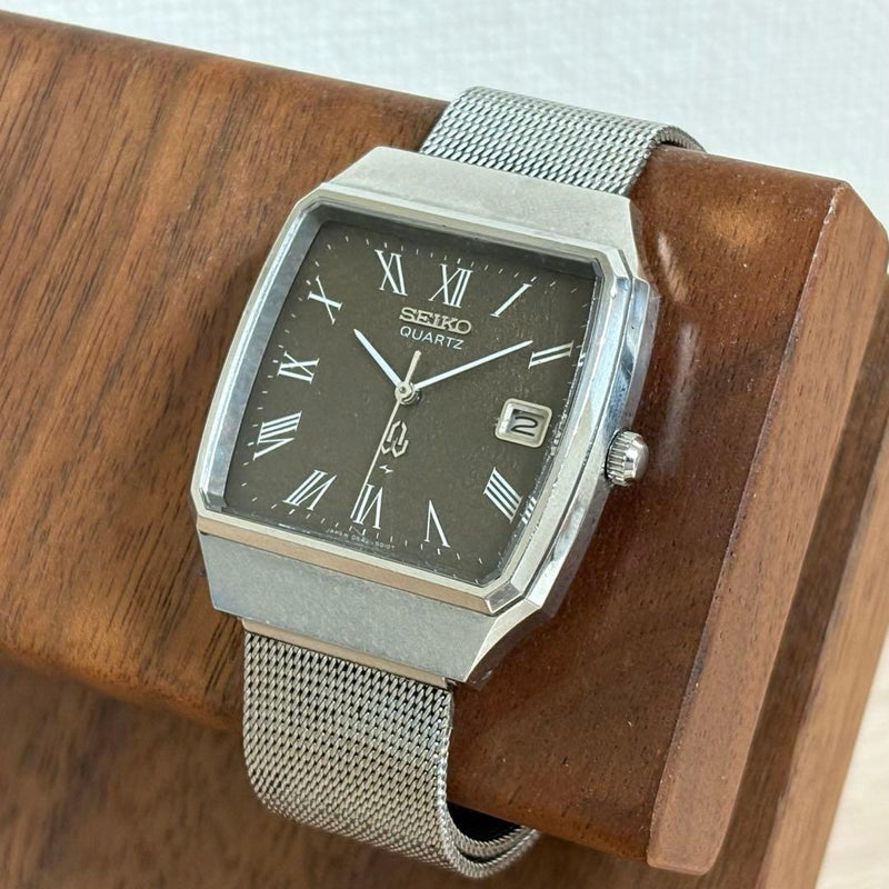 Quartz 0842-5010 Mens Wristwatch Square Vintage Japanese Stainless Steel