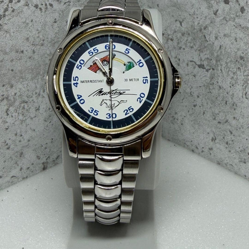 Ford Mustang F117m Vintage Mens Wristwatch Japanese Quartz Stainless Steel