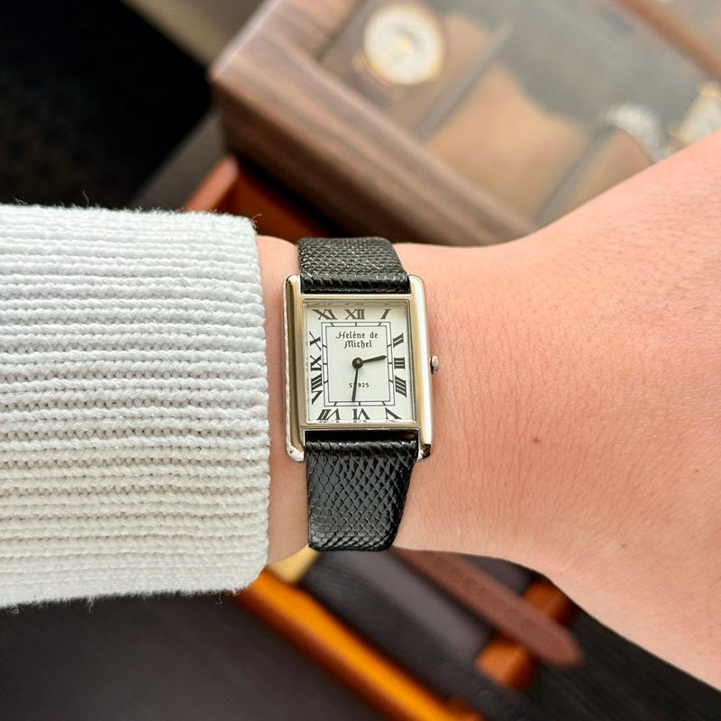 Vintage Helene De Michel Tank Roman Dial Quartz Wristwatch Japanese 1990s Gold