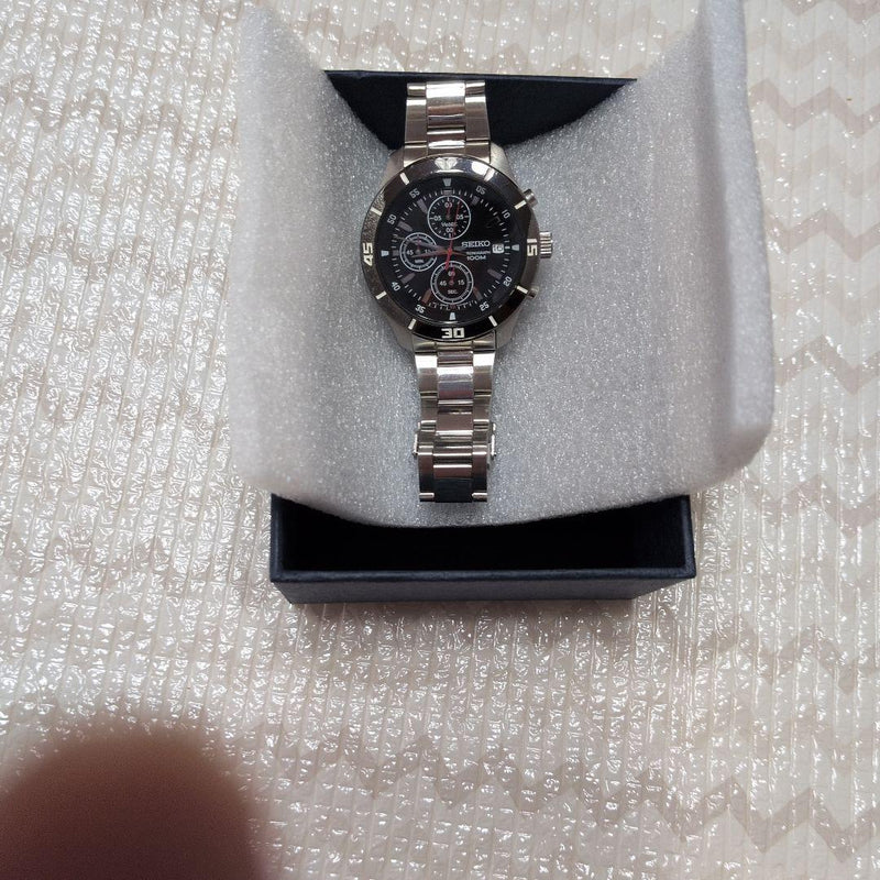 Seiko Chronograph 100m Quartz Mens Wristwatch Japanese Vintage Stainless Steel